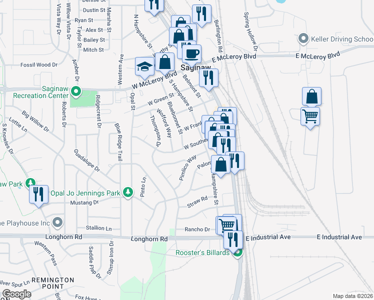 map of restaurants, bars, coffee shops, grocery stores, and more near 225 West Southern Avenue in Saginaw