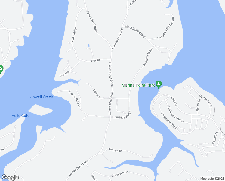 map of restaurants, bars, coffee shops, grocery stores, and more near Gaines Bend Drive in Graford