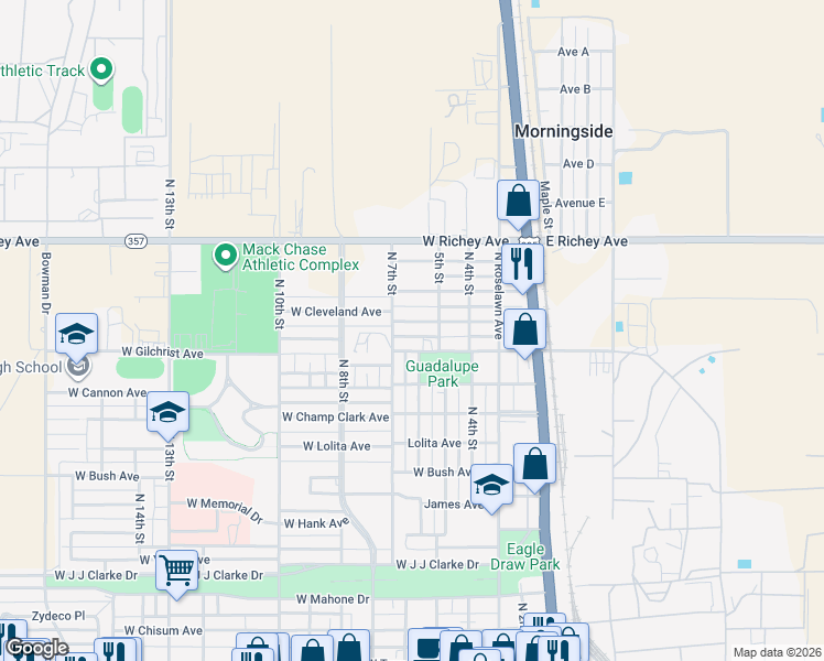 map of restaurants, bars, coffee shops, grocery stores, and more near 410 West Cleveland Avenue in Artesia