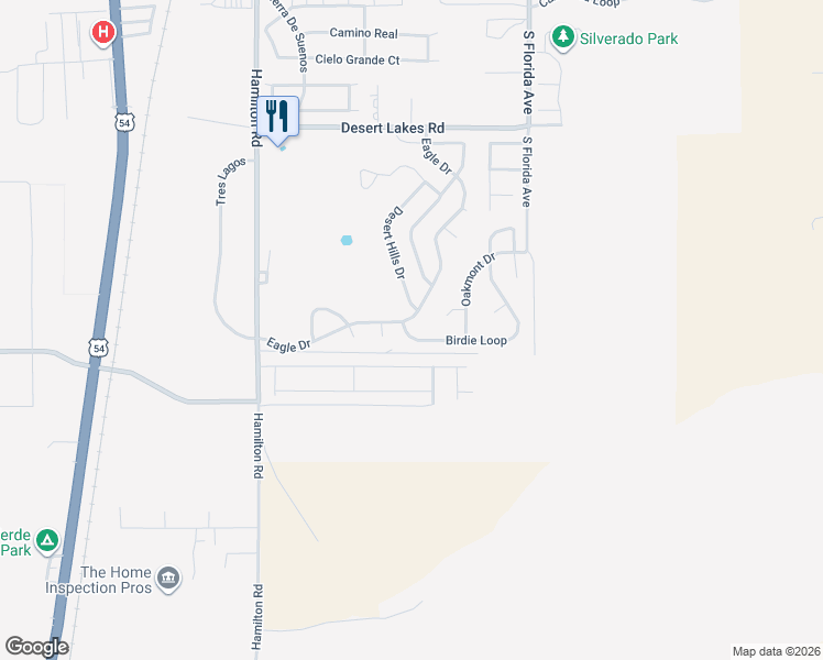 map of restaurants, bars, coffee shops, grocery stores, and more near 2605 Birdie Loop in Alamogordo