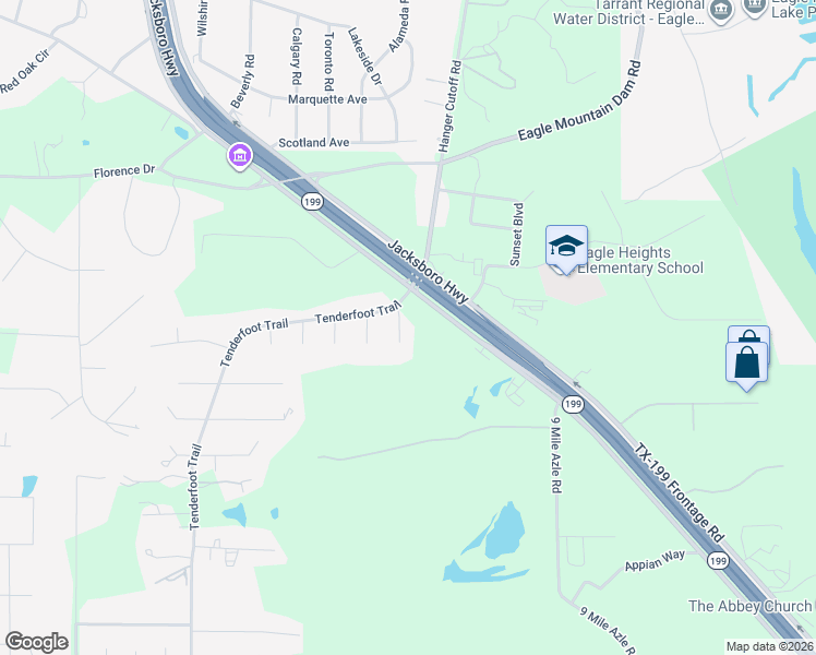 map of restaurants, bars, coffee shops, grocery stores, and more near 6116 Big Wood Court in Fort Worth