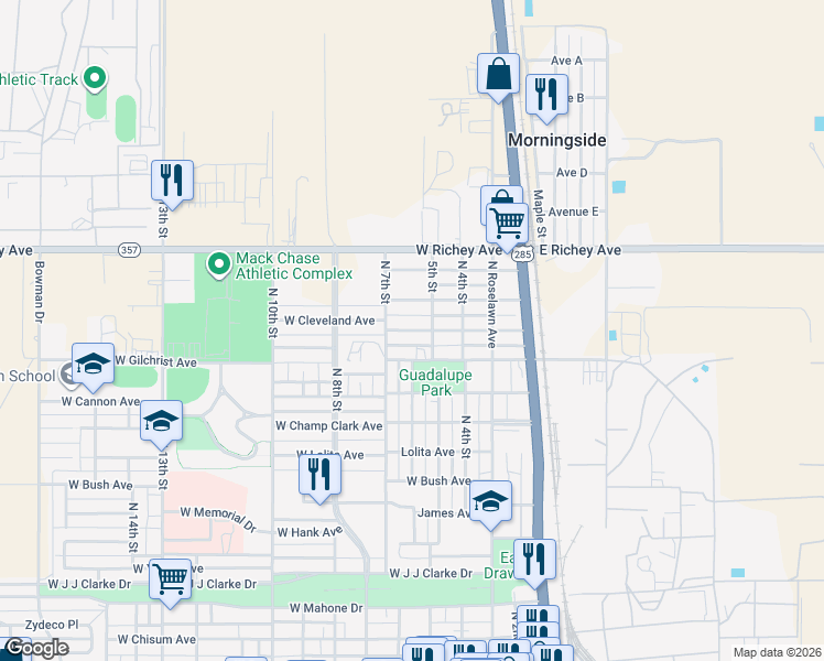 map of restaurants, bars, coffee shops, grocery stores, and more near 410 West Cleveland Avenue in Artesia