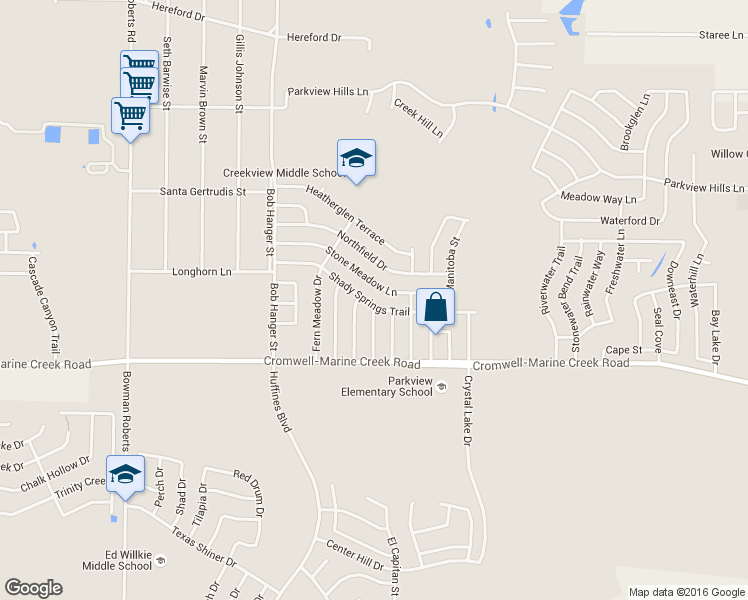 map of restaurants, bars, coffee shops, grocery stores, and more near 5612 Shady Springs Trail in Fort Worth