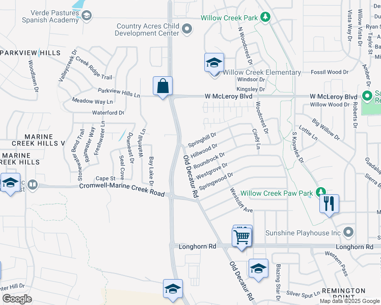 map of restaurants, bars, coffee shops, grocery stores, and more near 1128 Hillwood Drive in Saginaw