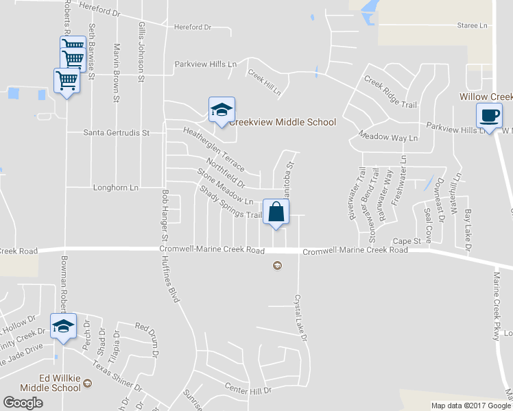 map of restaurants, bars, coffee shops, grocery stores, and more near 5521 Stone Meadow Lane in Fort Worth