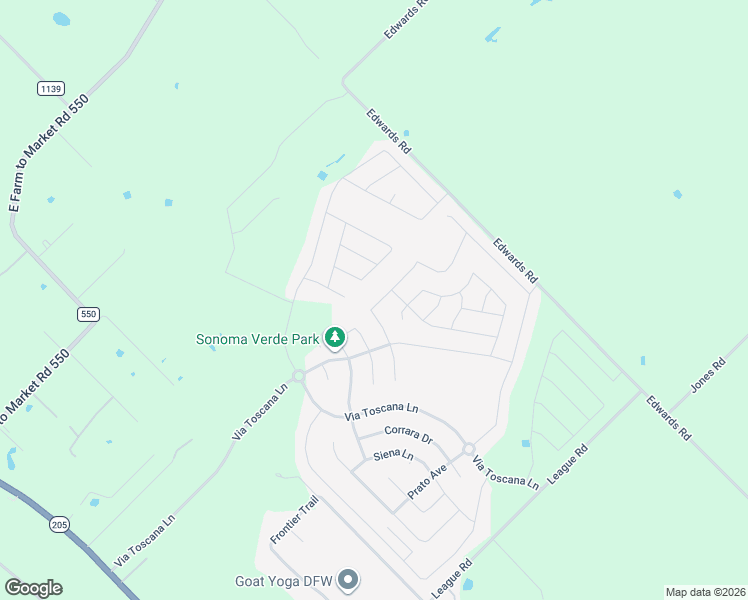 map of restaurants, bars, coffee shops, grocery stores, and more near 1660 Veneto Drive in Rockwall