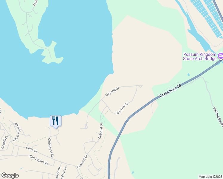 map of restaurants, bars, coffee shops, grocery stores, and more near 470 Bay Hill Drive in Graford