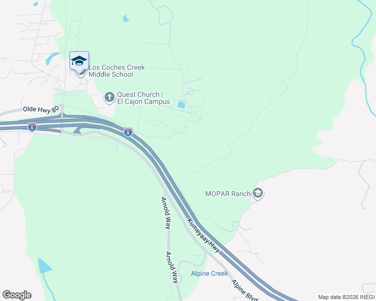 map of restaurants, bars, coffee shops, grocery stores, and more near 9715 Chocolate Summit Drive in El Cajon