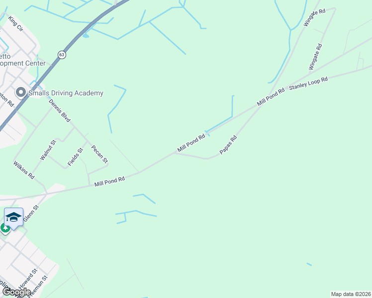 map of restaurants, bars, coffee shops, grocery stores, and more near 1138 Mill Pond Road in Varnville