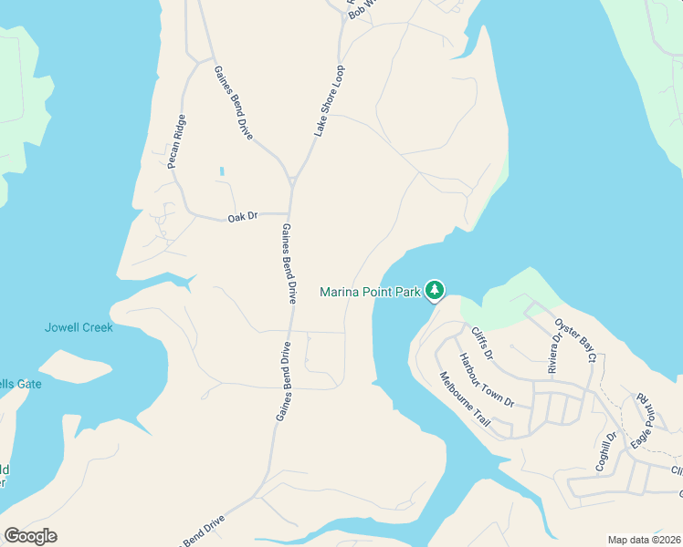 map of restaurants, bars, coffee shops, grocery stores, and more near Gaines Bend Drive in Graford