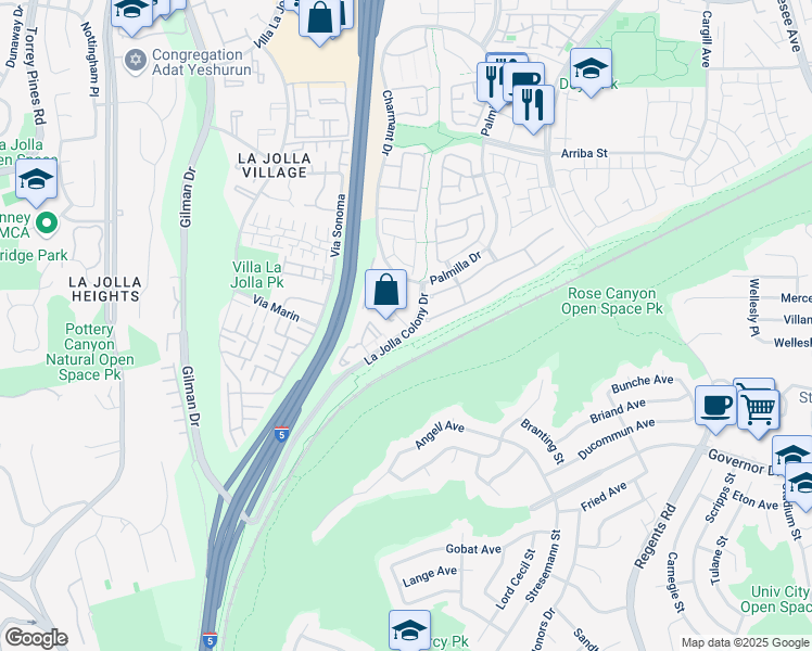 map of restaurants, bars, coffee shops, grocery stores, and more near 4080 Porte La Paz in San Diego