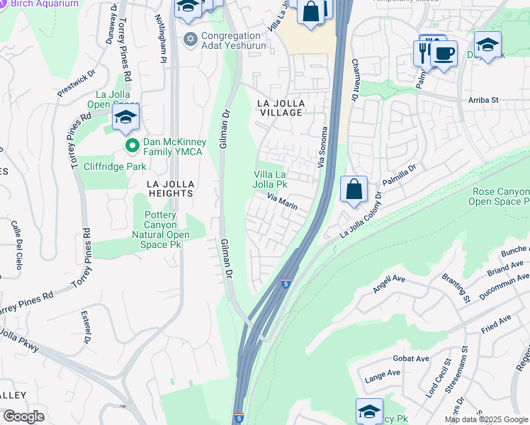 map of restaurants, bars, coffee shops, grocery stores, and more near 3244 Caminito Ameca in San Diego