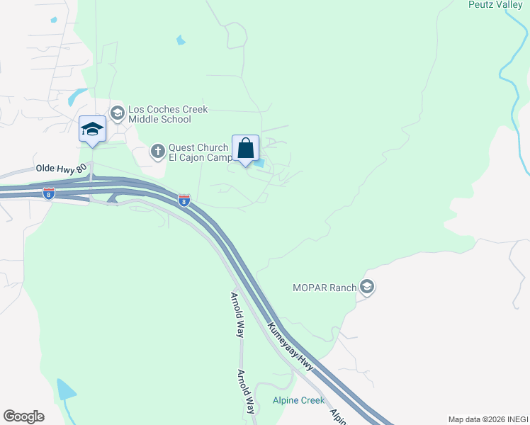 map of restaurants, bars, coffee shops, grocery stores, and more near 9715 Chocolate Summit Drive in El Cajon