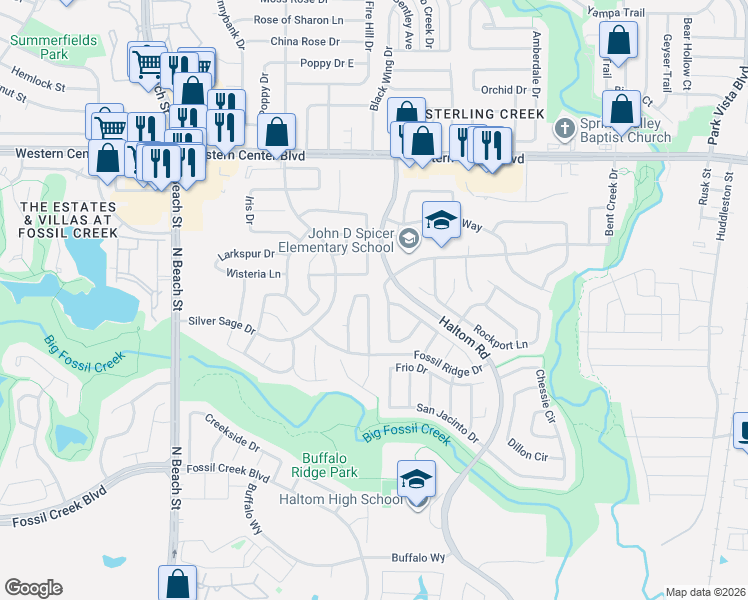 map of restaurants, bars, coffee shops, grocery stores, and more near 4285 Estes Park Road in Haltom City
