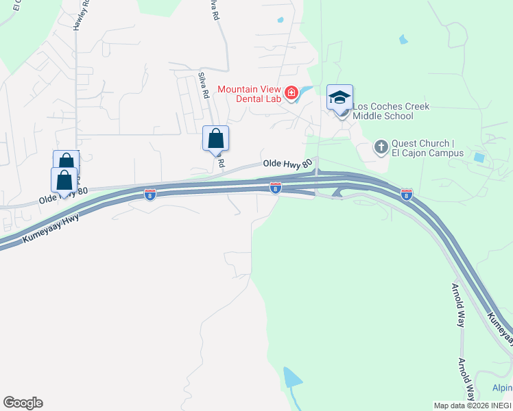 map of restaurants, bars, coffee shops, grocery stores, and more near 15949 Viewside Lane in El Cajon