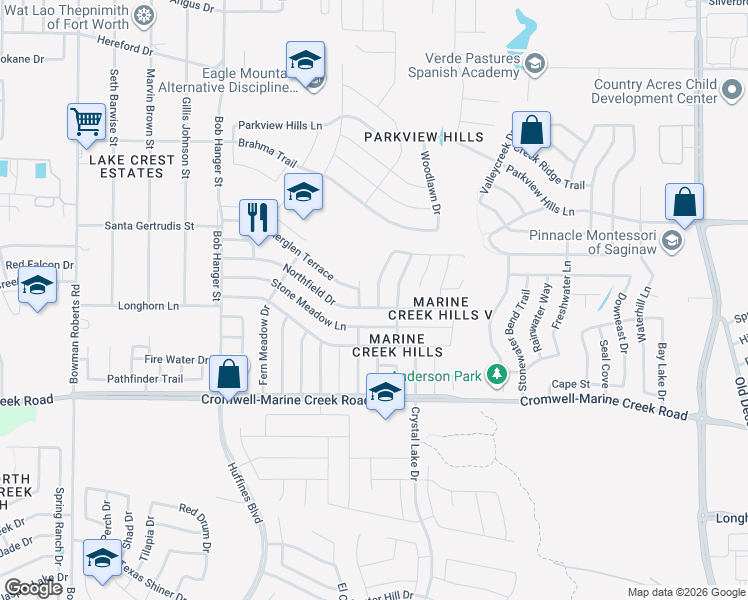 map of restaurants, bars, coffee shops, grocery stores, and more near 6505 Fitzgerald Street in Fort Worth