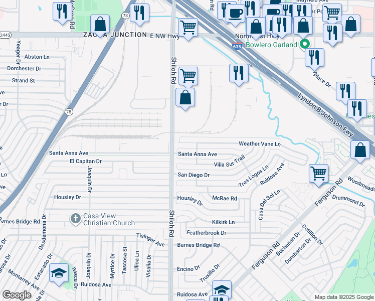 map of restaurants, bars, coffee shops, grocery stores, and more near 2921 Santa Anna Ave in Dallas
