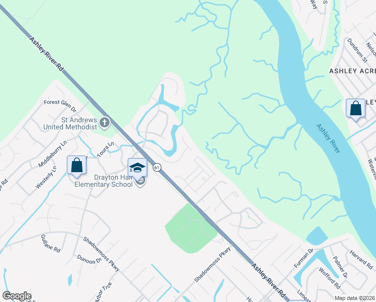 map of restaurants, bars, coffee shops, grocery stores, and more near 3135 Stanyarne Drive in Charleston