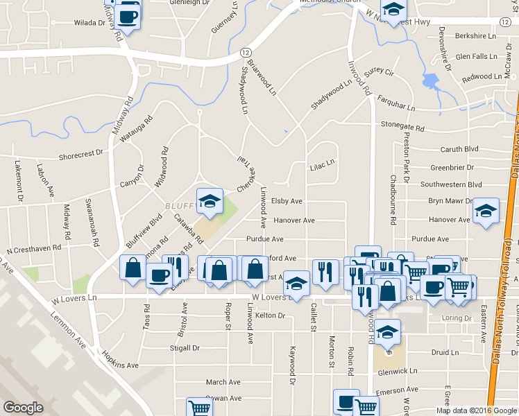 map of restaurants, bars, coffee shops, grocery stores, and more near 4748 Elsby Avenue in Dallas
