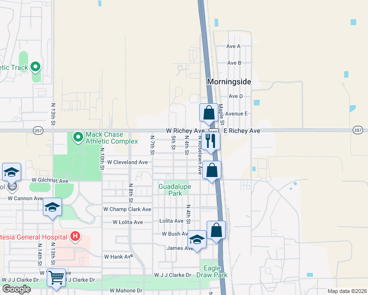 map of restaurants, bars, coffee shops, grocery stores, and more near 304 West Gage Avenue in Artesia
