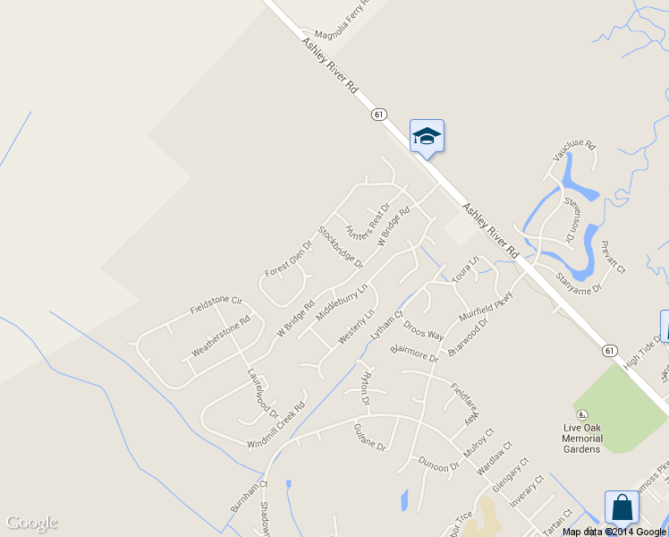 map of restaurants, bars, coffee shops, grocery stores, and more near 5001 Northfield Court in Charleston