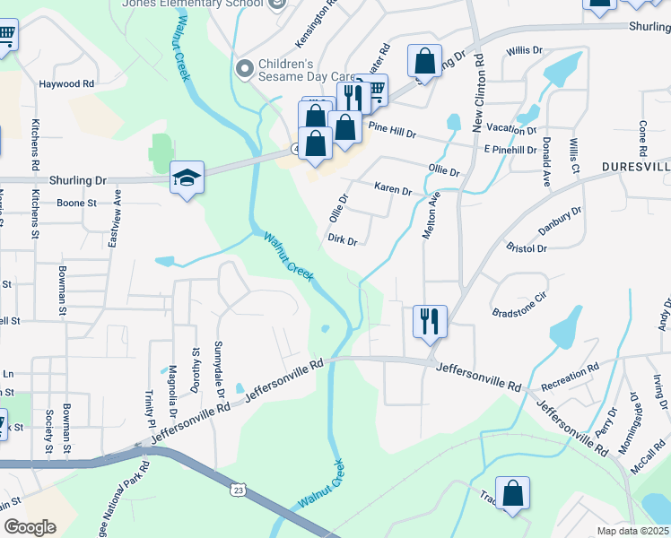 map of restaurants, bars, coffee shops, grocery stores, and more near 860 Artic Circle in Macon
