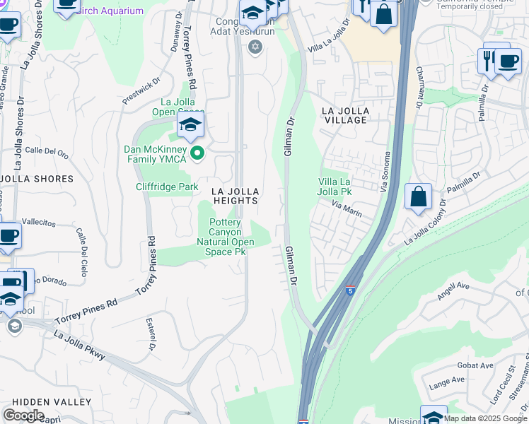 map of restaurants, bars, coffee shops, grocery stores, and more near 8259 Sugarman Drive in San Diego