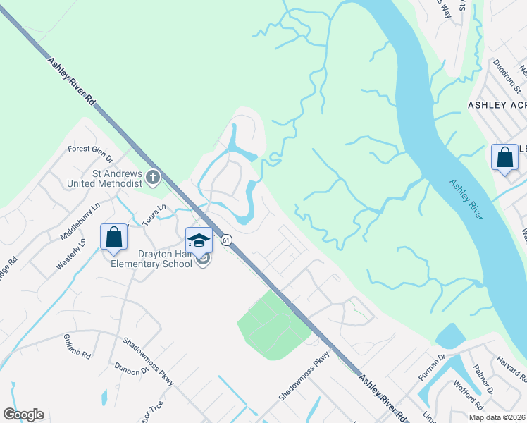 map of restaurants, bars, coffee shops, grocery stores, and more near 3135 Stanyarne Drive in Charleston