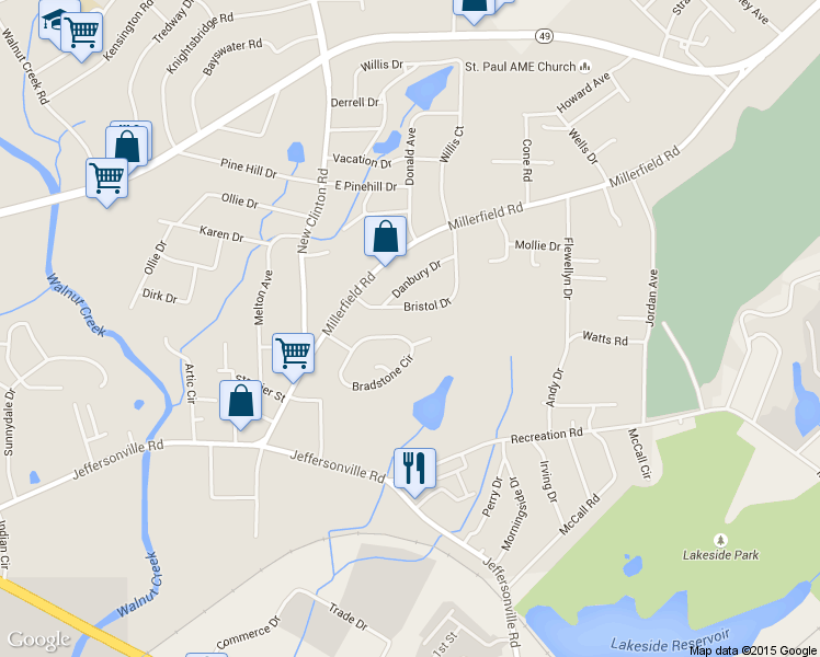 map of restaurants, bars, coffee shops, grocery stores, and more near 206 Bradstone Circle in Macon