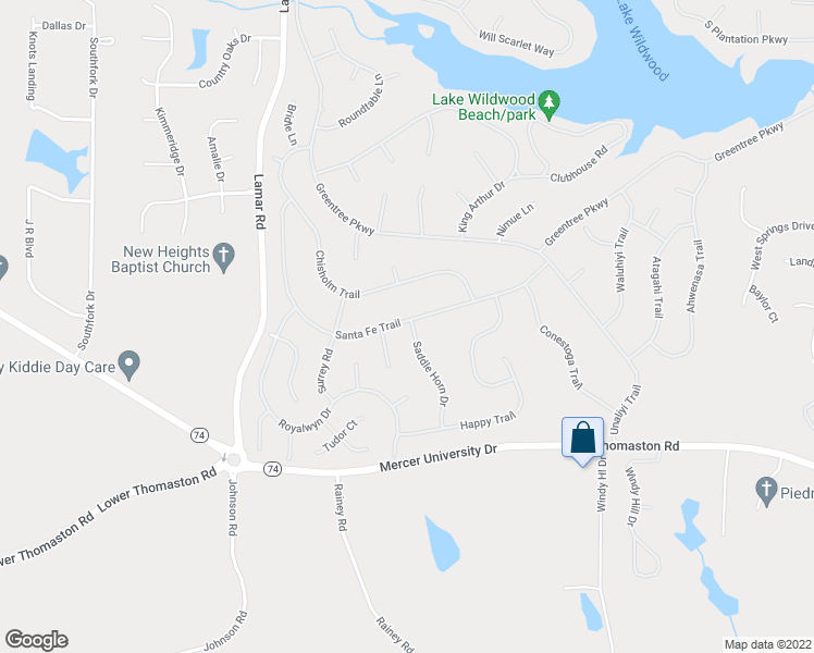 map of restaurants, bars, coffee shops, grocery stores, and more near 1303 Saddle Horn Drive in Macon
