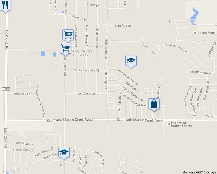 map of restaurants, bars, coffee shops, grocery stores, and more near 6509 Bob Hanger Street in Fort Worth