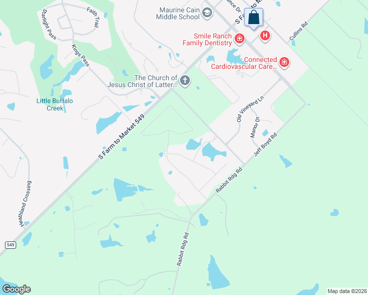 map of restaurants, bars, coffee shops, grocery stores, and more near 1096 Rabbit Ridge in Rockwall