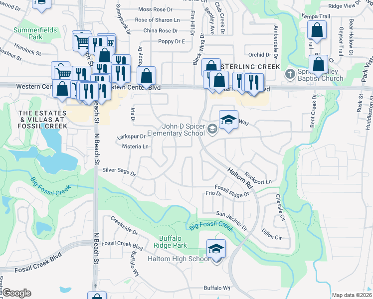 map of restaurants, bars, coffee shops, grocery stores, and more near 4145 Maryanne Place in Haltom City