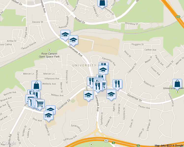 map of restaurants, bars, coffee shops, grocery stores, and more near 6627 Fisk Avenue in San Diego