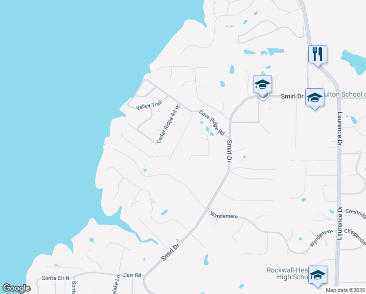 map of restaurants, bars, coffee shops, grocery stores, and more near 1033 Cedar Glen Trail in Heath