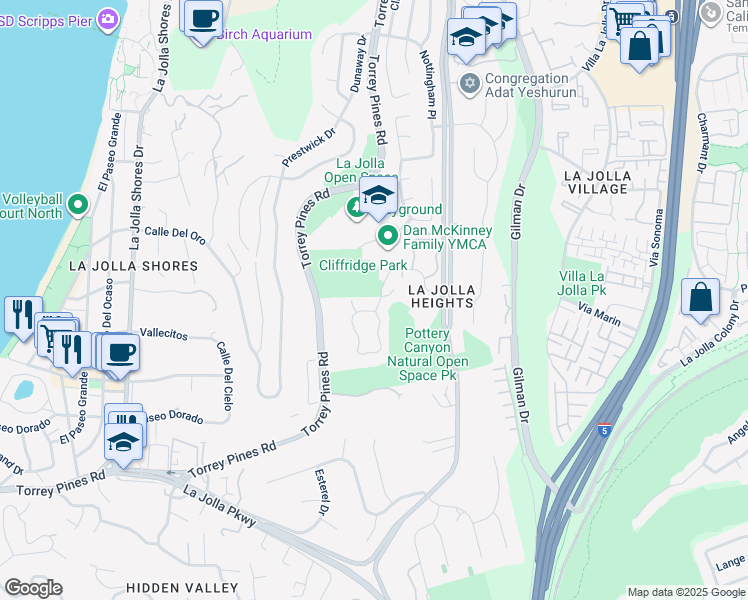 map of restaurants, bars, coffee shops, grocery stores, and more near 8206 Caminito Lacayo in San Diego