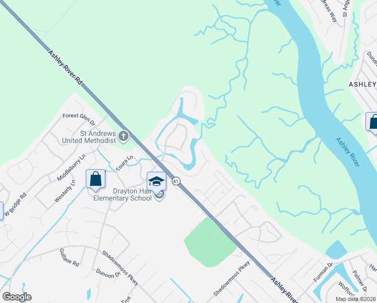 map of restaurants, bars, coffee shops, grocery stores, and more near 2338 Stevenson Drive in Charleston