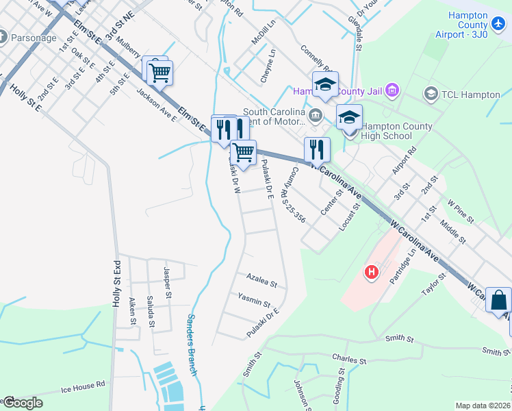 map of restaurants, bars, coffee shops, grocery stores, and more near 104 Mitchell Street in Hampton