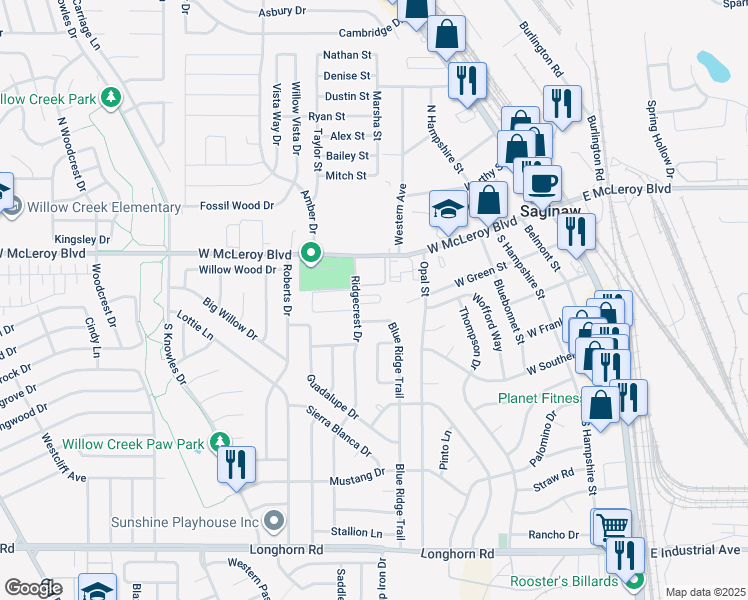 map of restaurants, bars, coffee shops, grocery stores, and more near 420 West Green Street in Saginaw