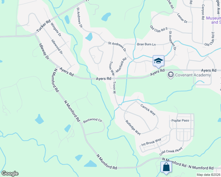 map of restaurants, bars, coffee shops, grocery stores, and more near 109 Legare Court in Macon