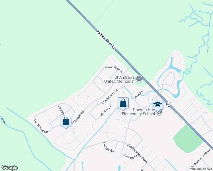 map of restaurants, bars, coffee shops, grocery stores, and more near 3263 Hunters Rest Drive in Charleston