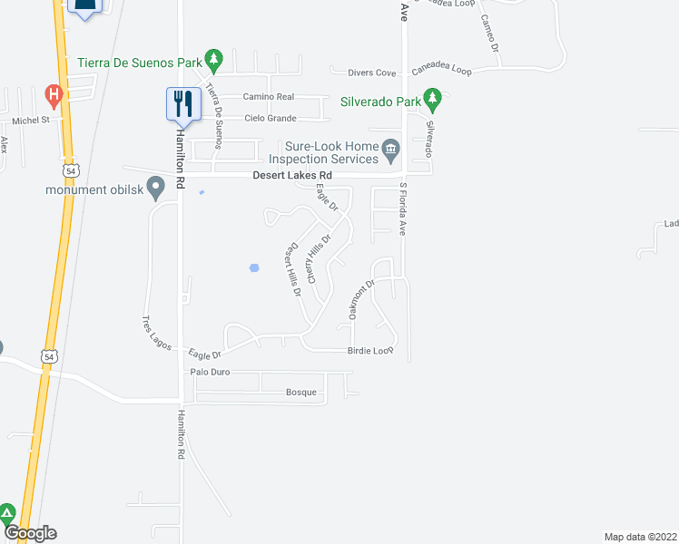 map of restaurants, bars, coffee shops, grocery stores, and more near 2616 Saint Andrews Court in Alamogordo