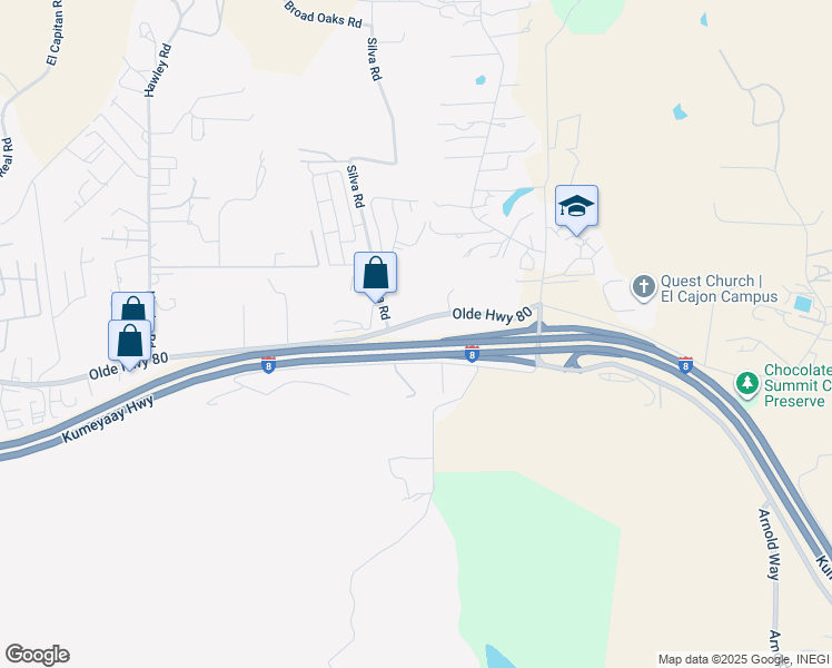map of restaurants, bars, coffee shops, grocery stores, and more near 15931 Olde Highway 80 in El Cajon