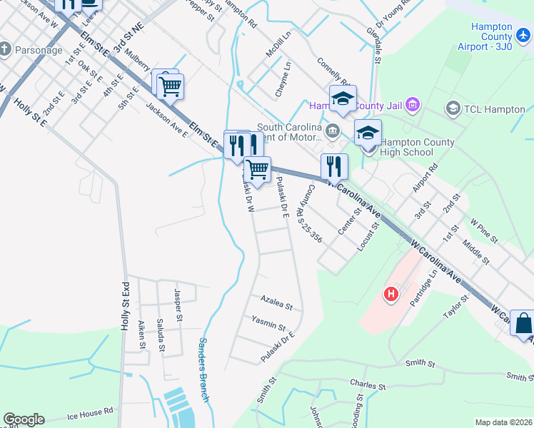 map of restaurants, bars, coffee shops, grocery stores, and more near 104 Mitchell Street in Hampton