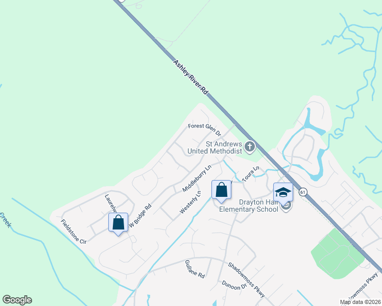map of restaurants, bars, coffee shops, grocery stores, and more near 3263 Hunters Rest Drive in Charleston