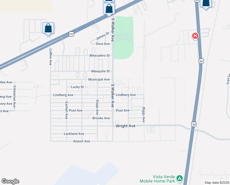 map of restaurants, bars, coffee shops, grocery stores, and more near 850 Lindberg Ave in Alamogordo
