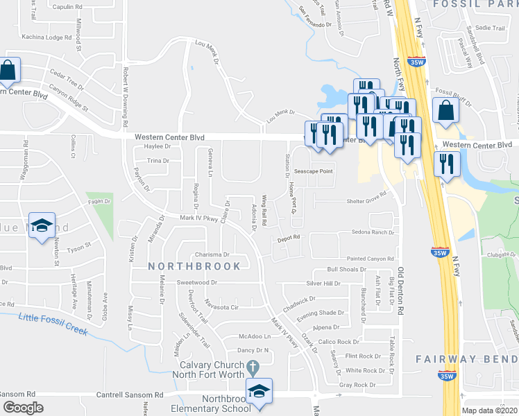 map of restaurants, bars, coffee shops, grocery stores, and more near 6256 Adonia Drive in Fort Worth