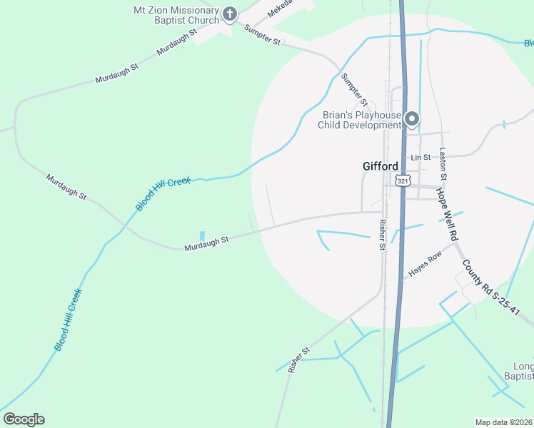 map of restaurants, bars, coffee shops, grocery stores, and more near 55 Walter's Place in Brunson