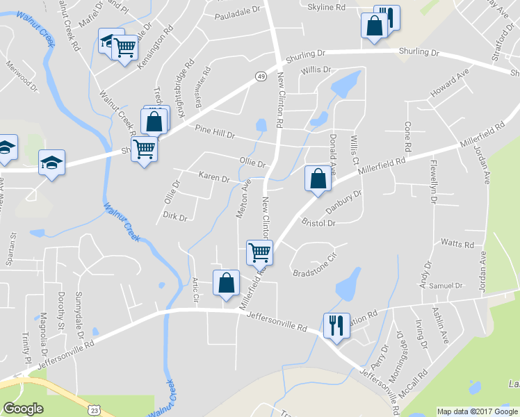 map of restaurants, bars, coffee shops, grocery stores, and more near 2200 New Clinton Road in Macon