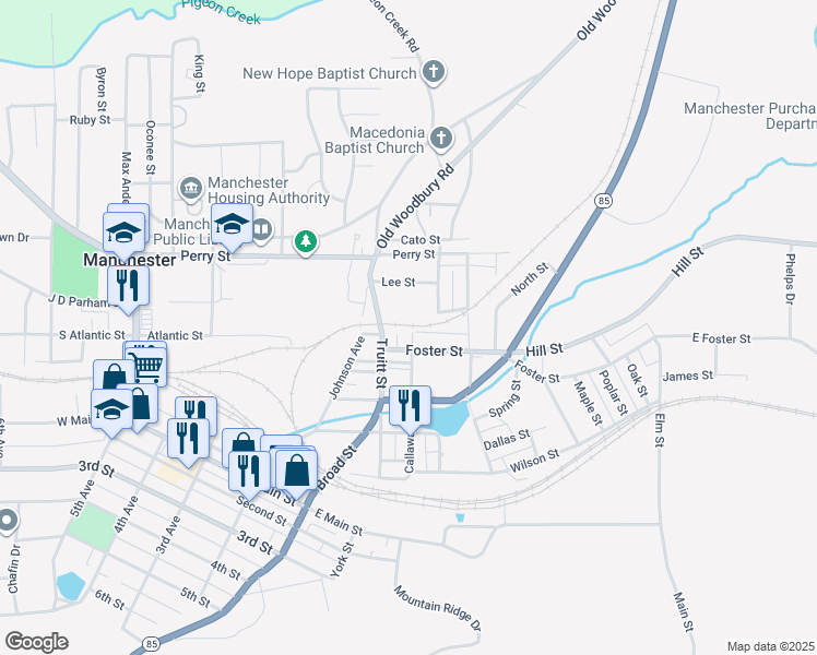 map of restaurants, bars, coffee shops, grocery stores, and more near 222 Callaway Street in Manchester